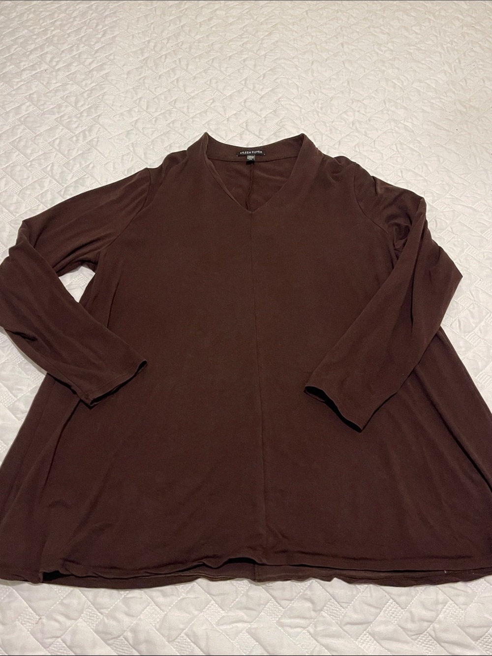 Eileen Fisher Chocolate Brown Long-Sleeve Tunic